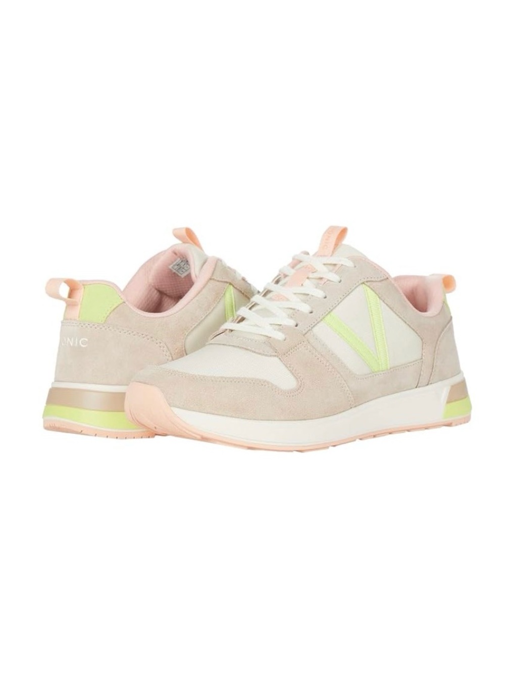 Vionic Women's Blush and Lime Accent Lace-Up Sneakers
